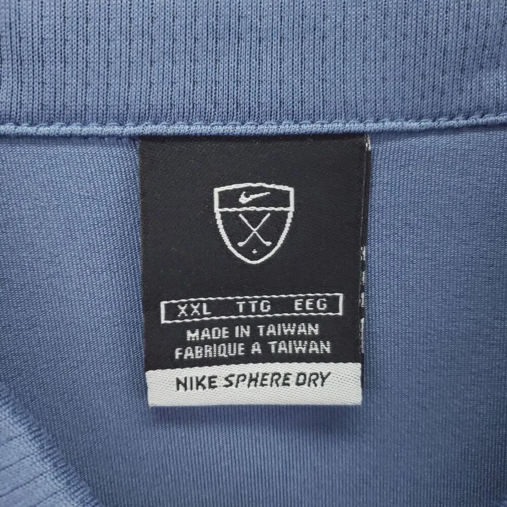 Nike Polo Shirt Mens 2XL Blue Golf Sphere Dry Tiger Woods Classic